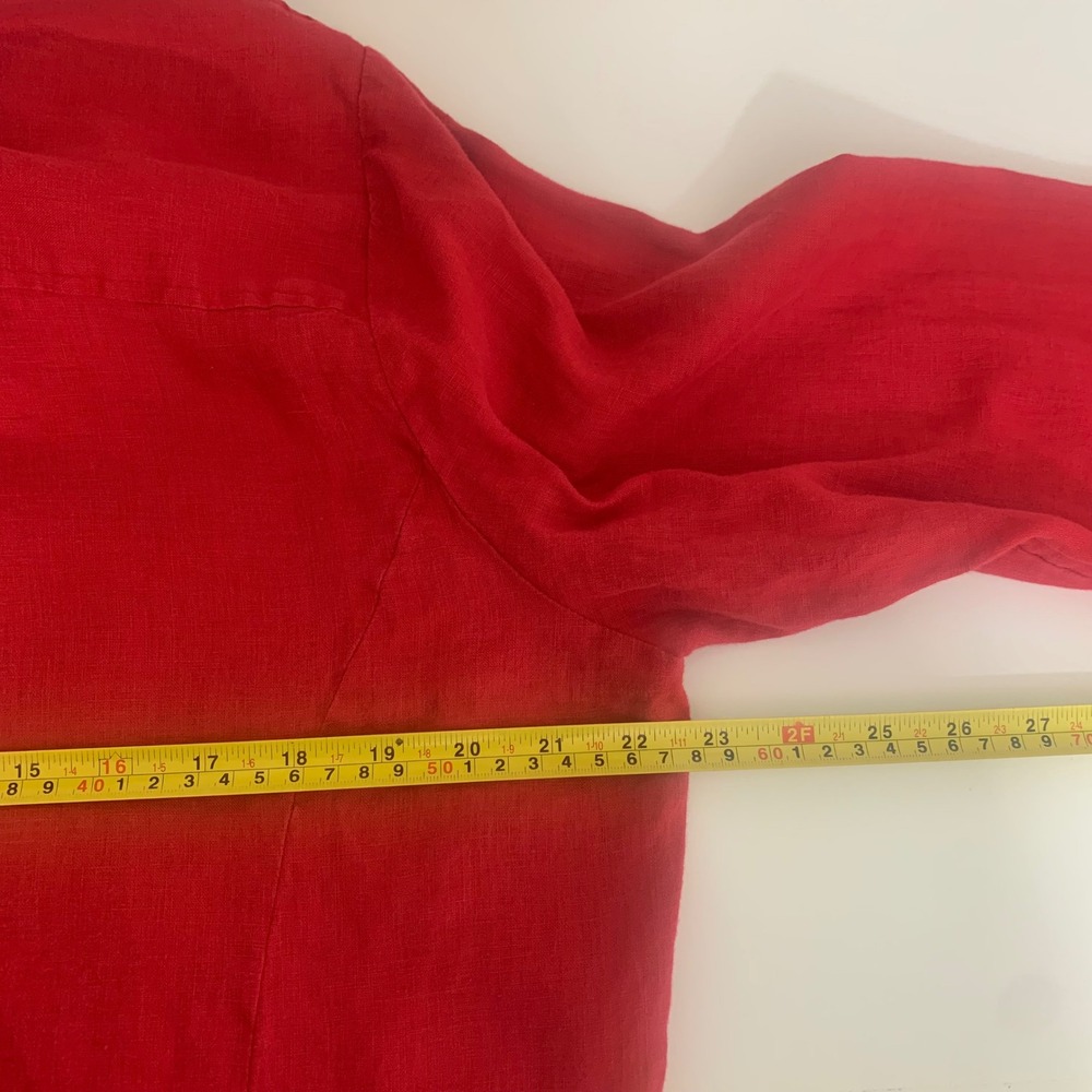 Dressbarn Woman Red 100% Linen Button Down Shirt Plus Size 18/20W Relaxed Fit - Picture 3 of 8